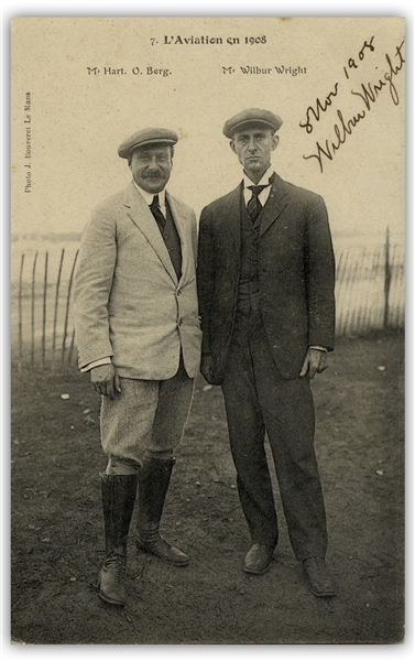 Wilbur Wright Postcard Signed From November 1908 During Their Very Successful Exhibition Flights in Europe -- With University Archives COA